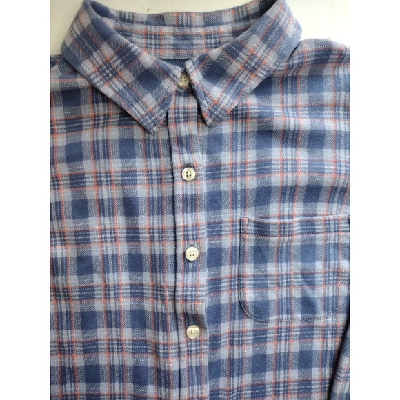 LL Bean Plaid Flannel Button Up Shirt Blue Orange Cotton Women's‎ Size S - Picture 3 of 6
